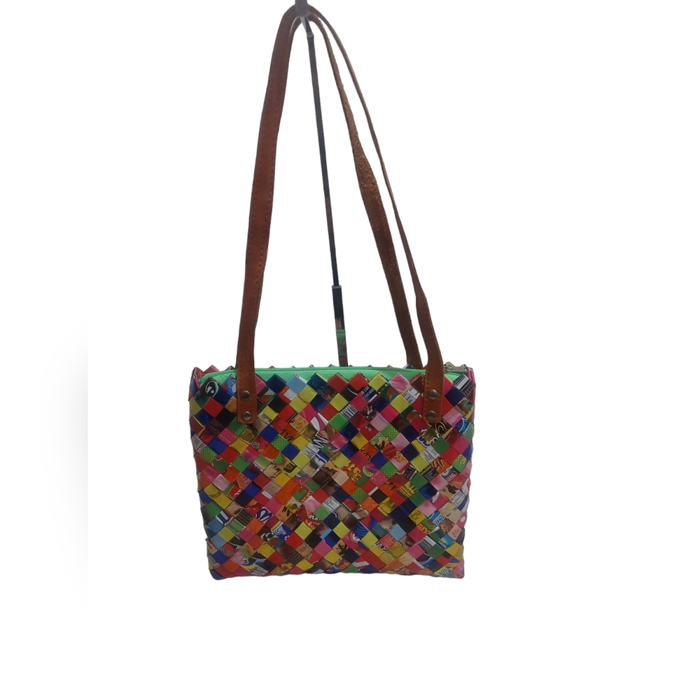 Handmade Candy Wrapper Purse Shoulder Tote Bag - Made In Mexico GUC